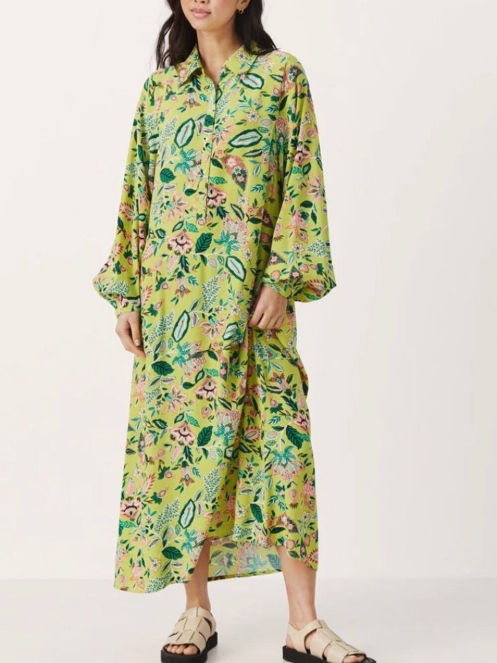 PART TWO Shira Floral Midi Dress Green Oasis Lenzing Ecovero Viscose 12